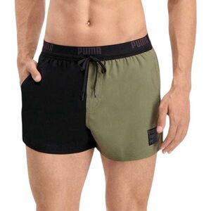 Puma Mens Colour Block Swim Shorts / Black/Khaki